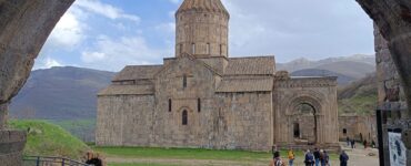 Tatev Monastery on a basalt plateau above the Vorotan gorge, southern Armenia
