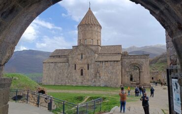 Tatev Monastery on a basalt plateau above the Vorotan gorge, southern Armenia